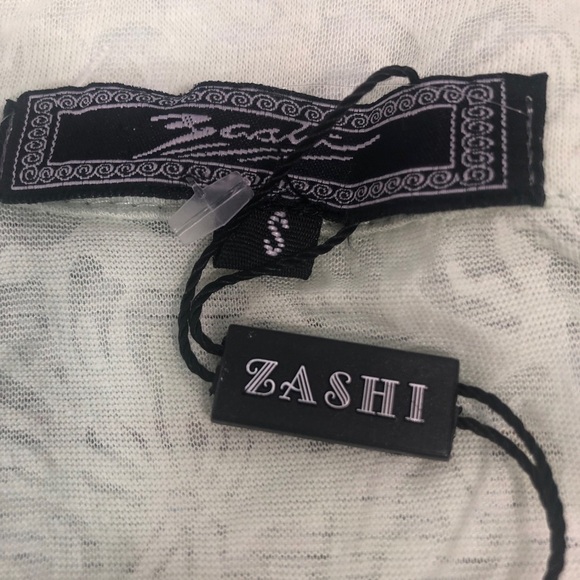 Zashi V-Neck Grommet Sheer T-Shirt NWT Small - Picture 4 of 10